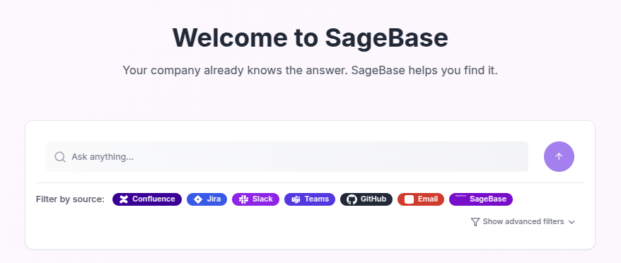 sagy chat interface showing instant answers